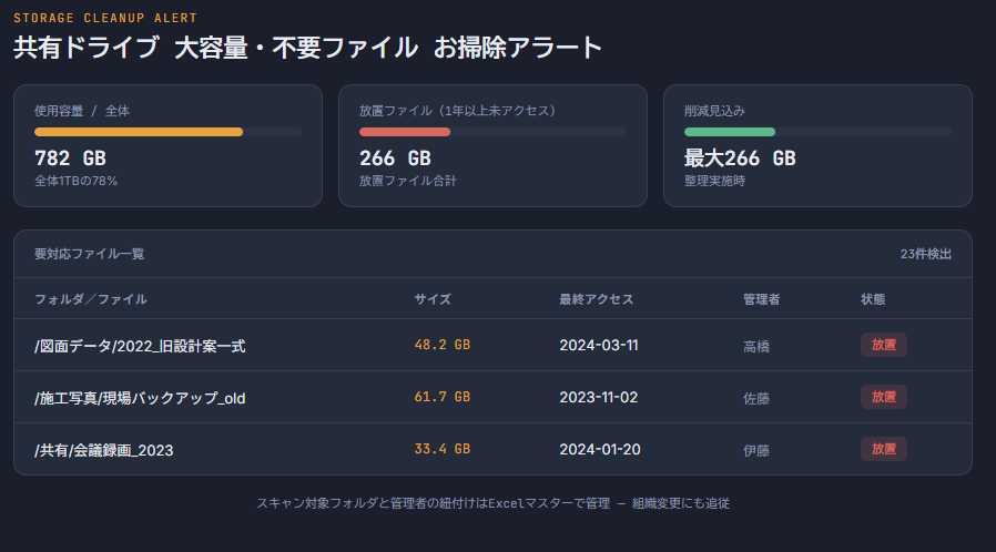 共有ドライブお掃除アラートシステム
